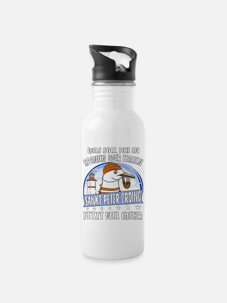 SANKT PETER ORDING - Trinkflasche mit integriertem Trinkhalm - Weiß