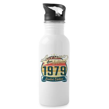 September 1979 Vintage gift idea - Water bottle with straw - white - Right