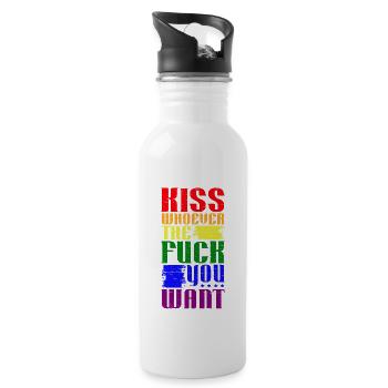 LGBTQ Pride - Trinkflasche mit integriertem Trinkhalm - Weiß - Rechts