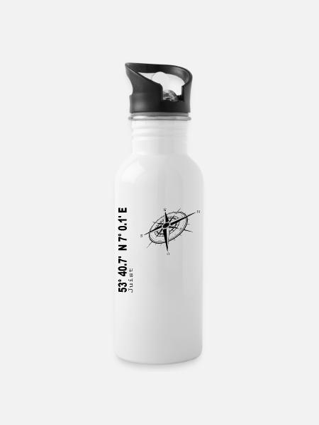 Juist - Trinkflasche mit integriertem Trinkhalm - Weiß