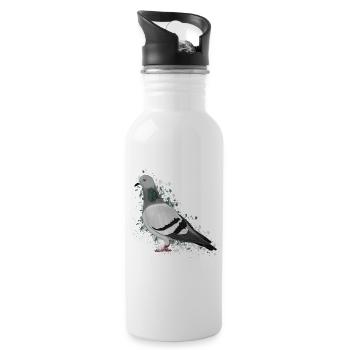 Pigeon Bird Bird Lover Birdwatcher - Water bottle with straw - white - Right