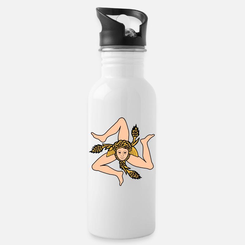 Sizilien Italien - Trinkflasche mit integriertem Trinkhalm - Weiß