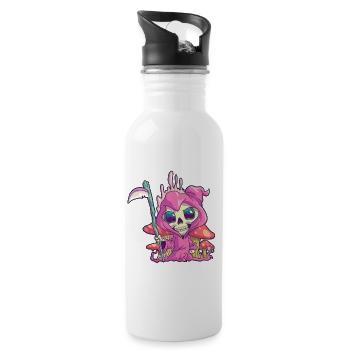 Kawaii Grim Reaper Skull Pastel Goth Cute Creepy D - Water bottle with straw - white - Right