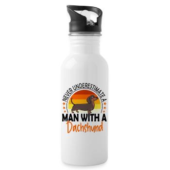 Dachshund Teckel Dogs Dog Lovers Dachshund Man - Water bottle with straw - white - Right