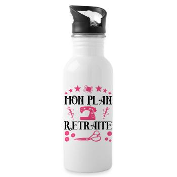 Mon plan retraite couture t shirt couture - Gourde avec paille intégrée - blanc - Droite