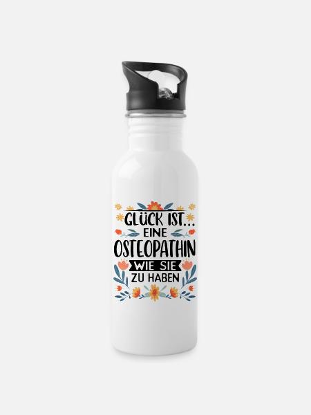 Osteopathin - Trinkflasche mit integriertem Trinkhalm - Weiß