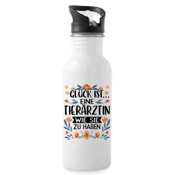 Tierärztin - Trinkflasche mit integriertem Trinkhalm - Weiß - Rechts