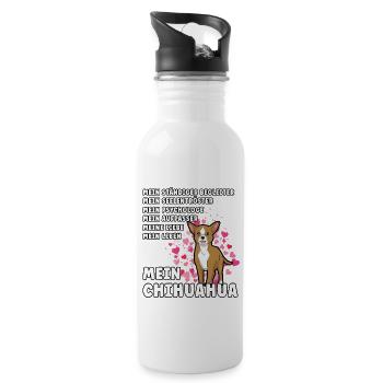 Mein Chihuahua Hundehalter Hundeliebhaber - Trinkflasche mit integriertem Trinkhalm - Weiß - Rechts