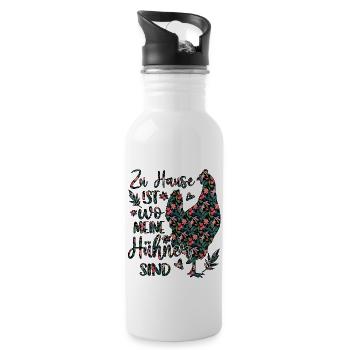Hühner Huhn Haushühner Hühnerbesitzer - Trinkflasche mit integriertem Trinkhalm - Weiß - Rechts