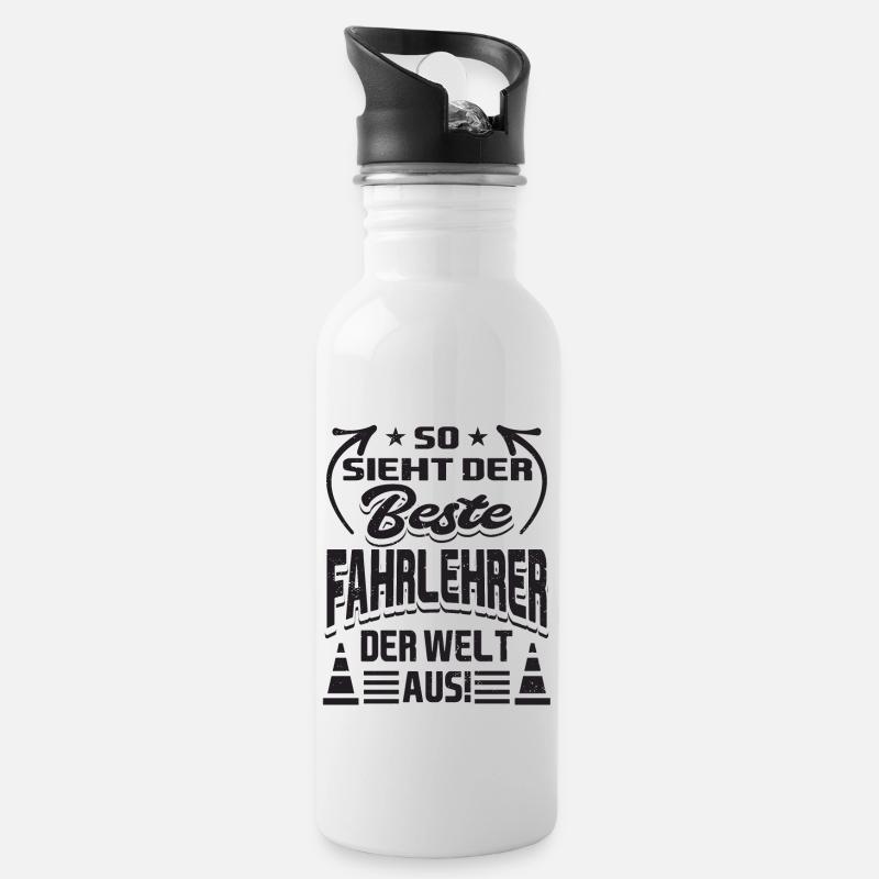 Bester Fahrlehrer - Trinkflasche mit integriertem Trinkhalm - Weiß