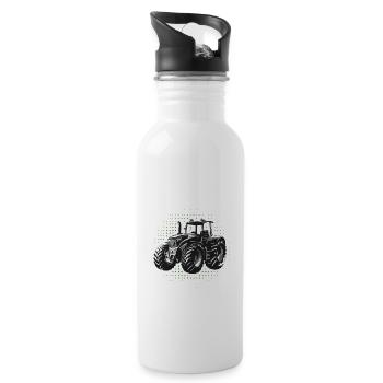 Coole Jungs fahren Traktor Trecker Junge - Trinkflasche mit integriertem Trinkhalm - Weiß - Rechts