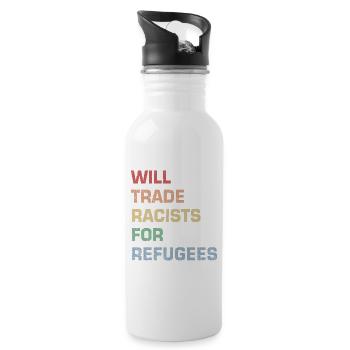 Échanger des racistes contre des réfugiés - Gourde avec paille intégrée - blanc - Droite