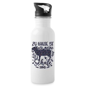 Schaf Schafe Schäferei Schäferin - Trinkflasche mit integriertem Trinkhalm - Weiß - Rechts