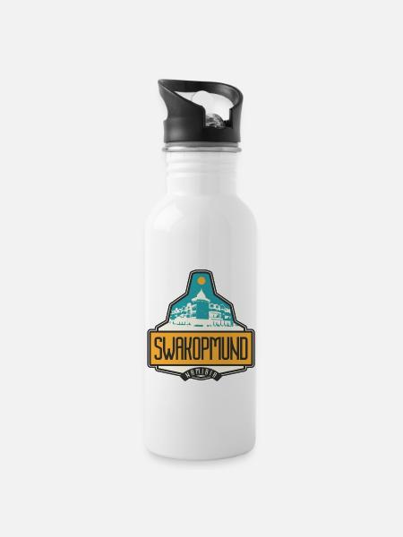 Swakopmund - Namibia - Trinkflasche mit integriertem Trinkhalm - Weiß