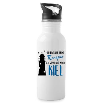 Kiel Urlaub Lustiger Spruch Ostsee Geschenk - Trinkflasche mit integriertem Trinkhalm - Weiß - Rechts