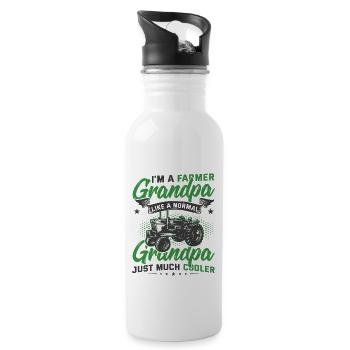 Farmer Grandpa Bauernhof Traktor Opa Landwirt - Trinkflasche mit integriertem Trinkhalm - Weiß - Rechts