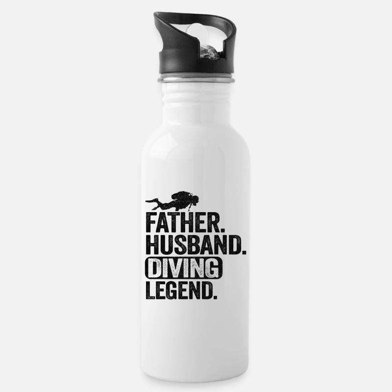 Plongeur Cadeau Plongée Plongée Sports De Pères Papa - Gourde avec paille intégrée - blanc