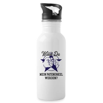 Team Patenonkel Patensohn Patentochter Neffe Kind - Trinkflasche mit integriertem Trinkhalm - Weiß - Rechts