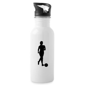 Footballer Football Player Gift Ladies Girls - Water bottle with straw - white - Right