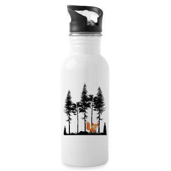Süßer Fuchs im Wald Retro Muster Vintage Baum Wald - Trinkflasche mit integriertem Trinkhalm - Weiß - Rechts