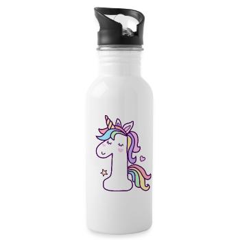 1er anniversaire Licorne 1 an bébé - Gourde avec paille intégrée - blanc - Droite