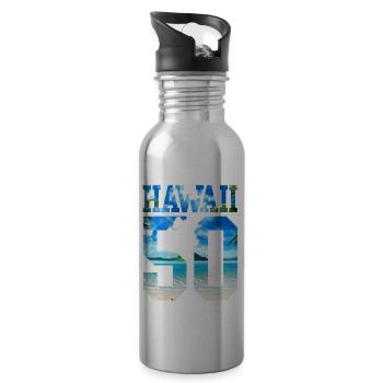 Hawaii 50 Cadeau amusant - Gourde avec paille intégrée - argent clair - Droite