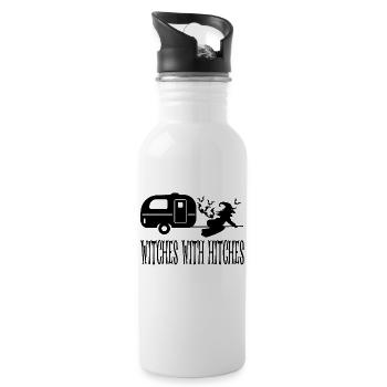 Lustiges Hexen Camping Design Für Halloween - Trinkflasche mit integriertem Trinkhalm - Weiß - Rechts