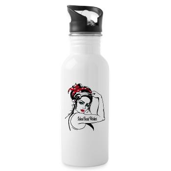 Female School Social Worker Rosie The Riveter - Trinkflasche mit integriertem Trinkhalm - Weiß - Rechts