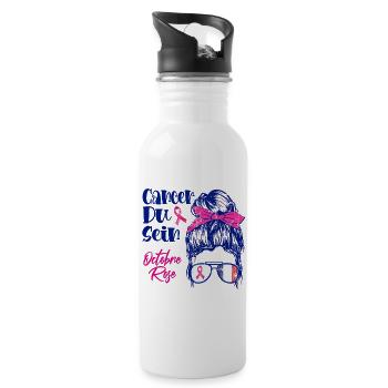 Cancer Du Sein Octobre Rose - Water bottle with straw - white - Right