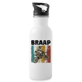 Motocross - Trinkflasche mit integriertem Trinkhalm - Weiß - Rechts