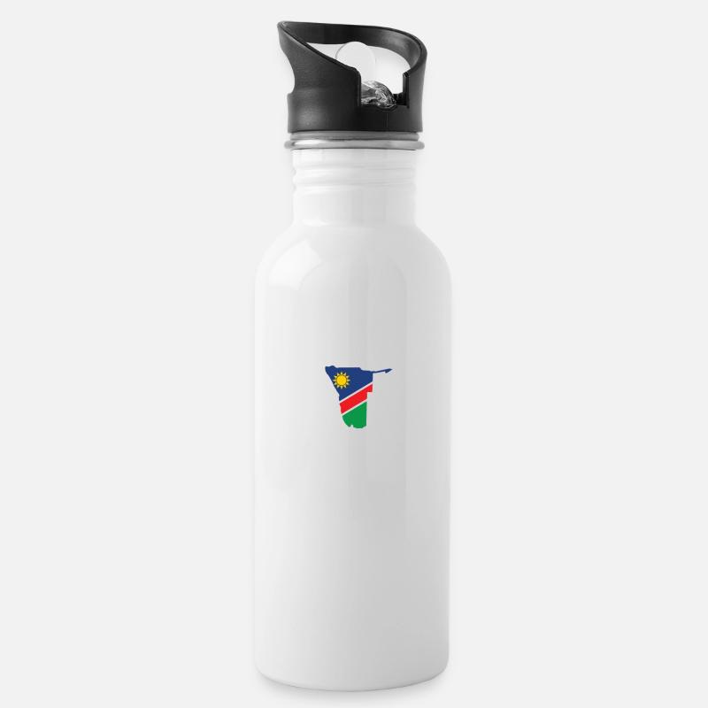 Namibia Herzschlag Flagge Vintage Namibia - Trinkflasche mit integriertem Trinkhalm - Weiß