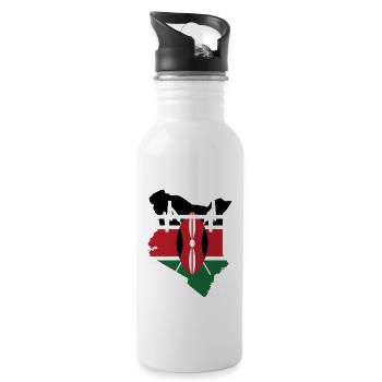 Kenia Herzschlag Flagge Vintage Kenia - Trinkflasche mit integriertem Trinkhalm - Weiß - Rechts