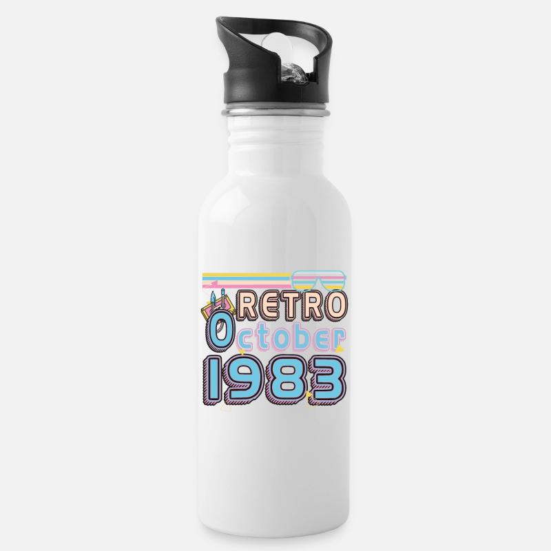 1983 Im Oktober Retro Geschenk - Trinkflasche mit integriertem Trinkhalm - Weiß