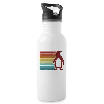 Seevogel Königspinguin Kaiserpinguin Pinguin - Trinkflasche mit integriertem Trinkhalm - Weiß - Rechts