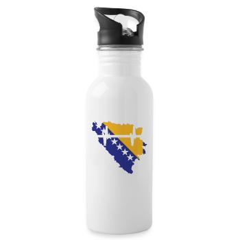 Bosnien Herzegowina Herzschlag Flagge Vintage - Trinkflasche mit integriertem Trinkhalm - Weiß - Rechts