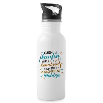 Toller häkeln Spruch, Stricken Geschenk - Trinkflasche mit integriertem Trinkhalm - Weiß - Rechts