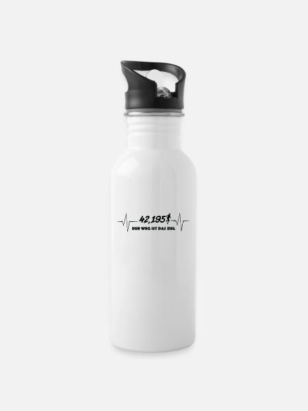 Marathon 42km Lauf Der Weg ist das Ziel - Trinkflasche mit integriertem Trinkhalm - Weiß