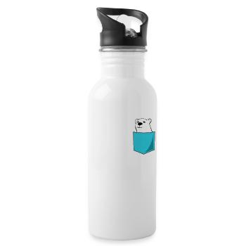 Ours polaire Ours polaire Ours en poitrine Pocket Print Cadeau - Gourde avec paille intégrée - blanc - Droite