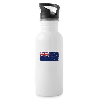 New Zealand Heartbeat Flag Vintage New Zealand - Gourde avec paille intégrée - blanc - Droite