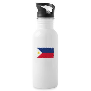 Philippines Heartbeat Flag Vintage Philippines - Water bottle with straw - white - Right