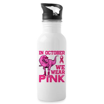 Im Oktober tragen wir Pink - Breast Cancer Awareness - Trinkflasche mit integriertem Trinkhalm - Weiß - Rechts