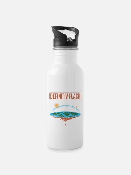 Flat Earth - Trinkflasche mit integriertem Trinkhalm - Weiß