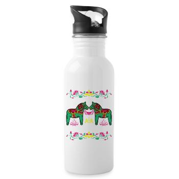 DalaPferd Paar by The Manzanita´s - Trinkflasche mit integriertem Trinkhalm - Weiß - Rechts