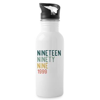 Vintage 1999 99 Birthday Retro Vintage Gift - Water bottle with straw - white - Right