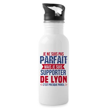 Cadeau Supporter Lyon Foot Lyonnais Humour - Gourde avec paille intégrée - blanc - Droite
