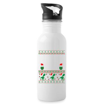 Papa Elf hässlicher Weihnachtspullover - Trinkflasche mit integriertem Trinkhalm - Weiß - Rechts