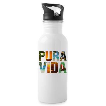 Pura Vida - Costa Rica Fun Gift - Gourde avec paille intégrée - blanc - Droite