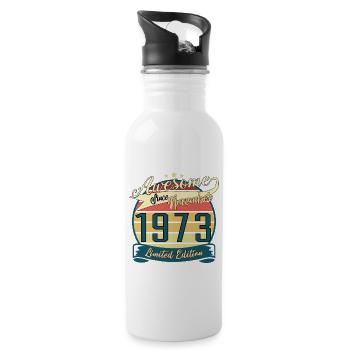 Geboren November 1973 Retro Geschenk - Trinkflasche mit integriertem Trinkhalm - Weiß - Rechts
