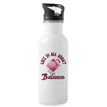 Life Is All About Balance Flamingo - Water bottle with straw - white - Right