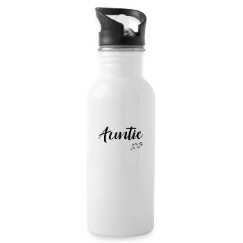 Auntie Cat Tante mit Katze Katzenliebhaber - Trinkflasche mit integriertem Trinkhalm - Weiß - Rechts